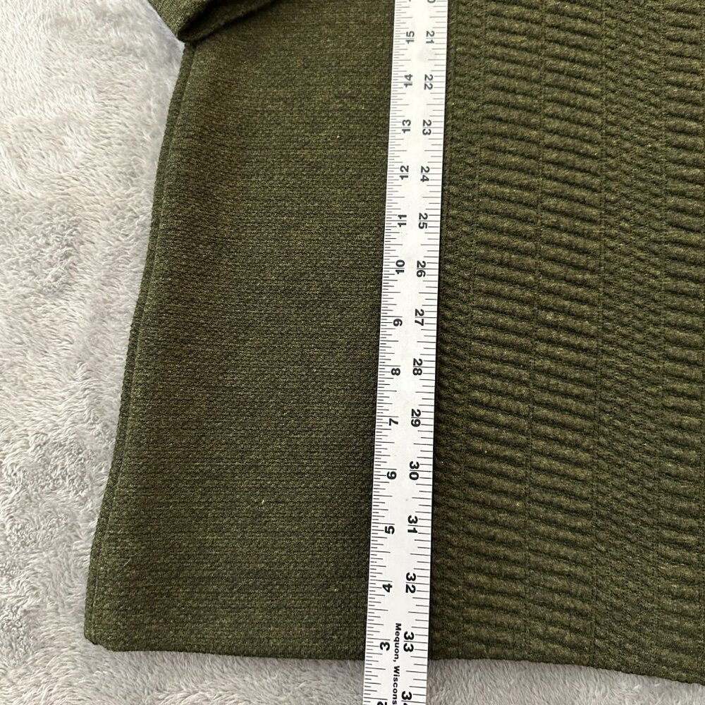 Zara Textured Olive Green Long Sleeve Dress Women's LARGE - Picture 5 of 7